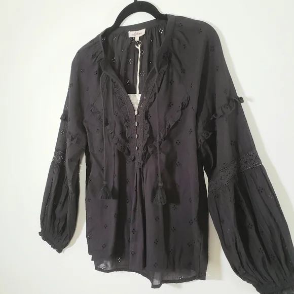 Arnhem Boho Western Prairie Blouse Midnight Black - Picture 6 of 17